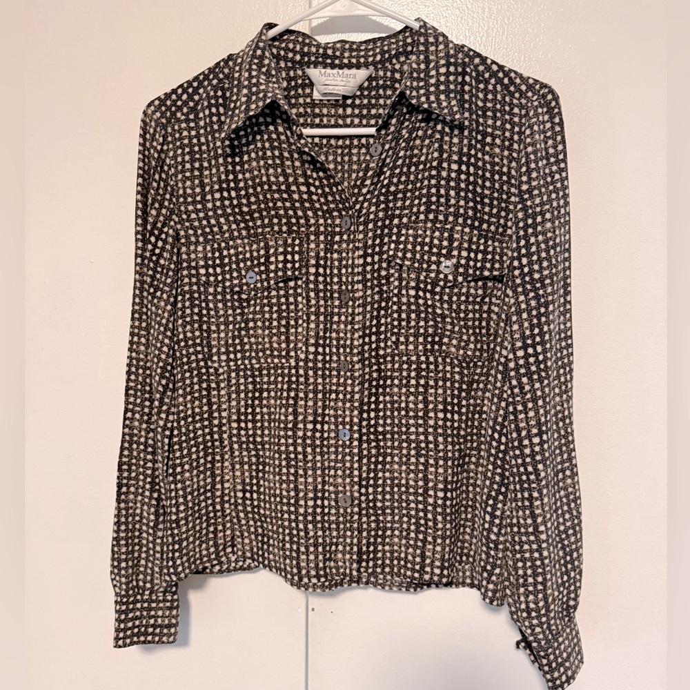 MAX MARA Pure Silk Button Down Blouse